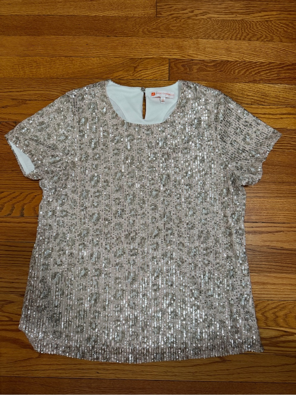 Jude Connally Silver Sequin Short-Sleeve Tee